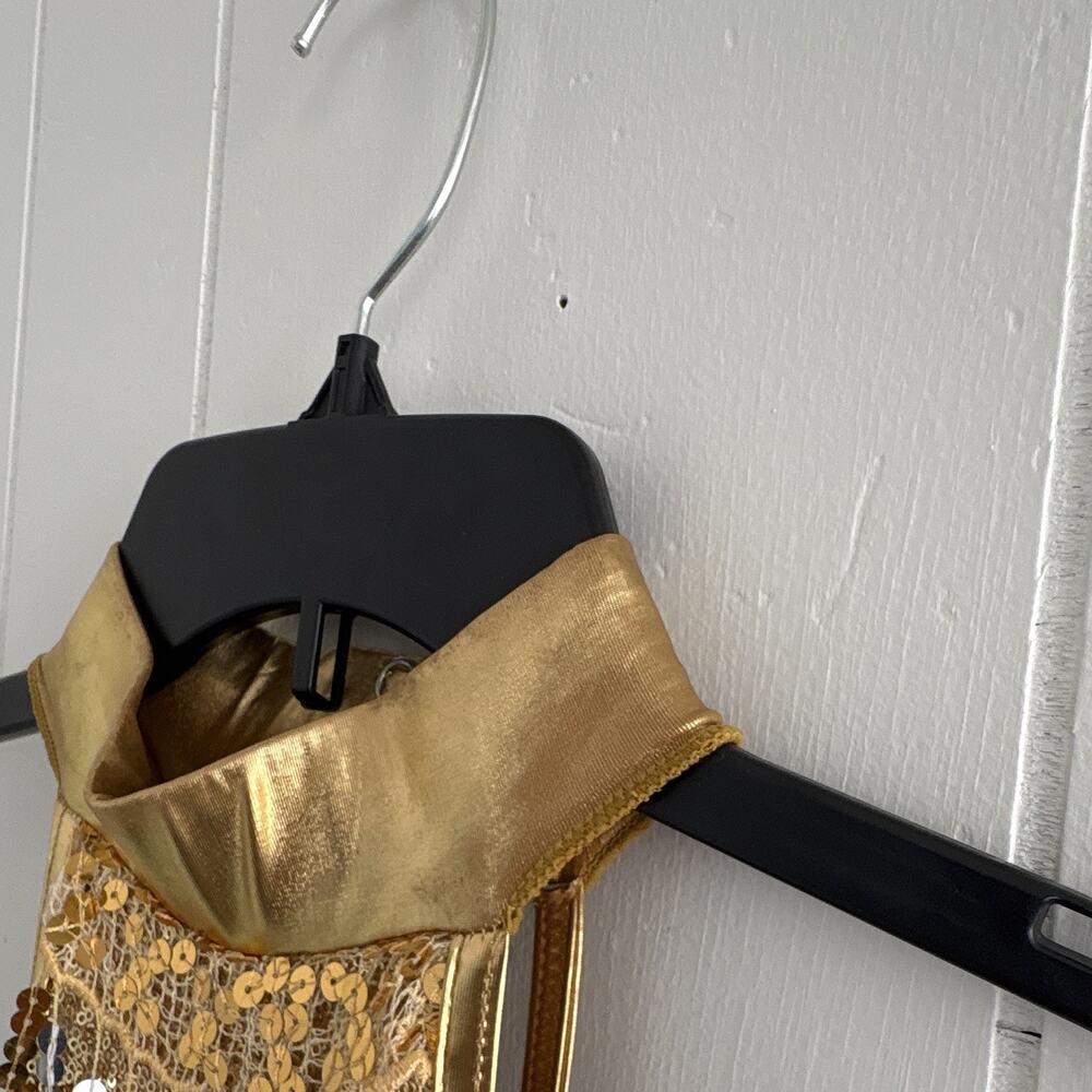 Women’s Weissman Gold And Silver Dance Costume Size XL Sequins Halter Style - Picture 6 of 10